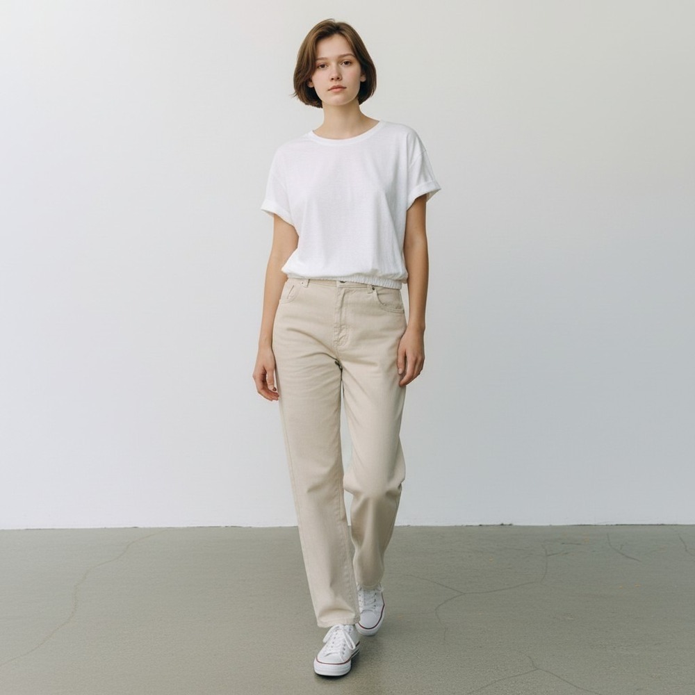 LOFT Women's XL Minimalist Essential White Slub Cotton Elastic Bottom Cuff Tee